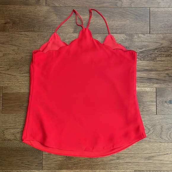 J Crew Factory Red scalloped Cami Tank Top Sz 4 - Picture 6 of 6